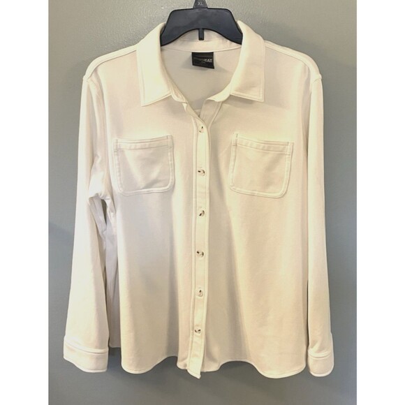 32 Degree Heat Womens Button Up White Shirt Long Sleeve Size Large - Picture 1 of 6